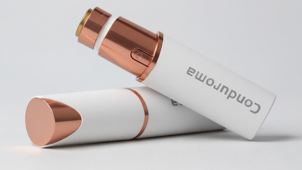 Épilateur visage LED indolore pour femmes, enlève poils du visage, lèvre supérieure, menton, bikini et duvet fin facilement.