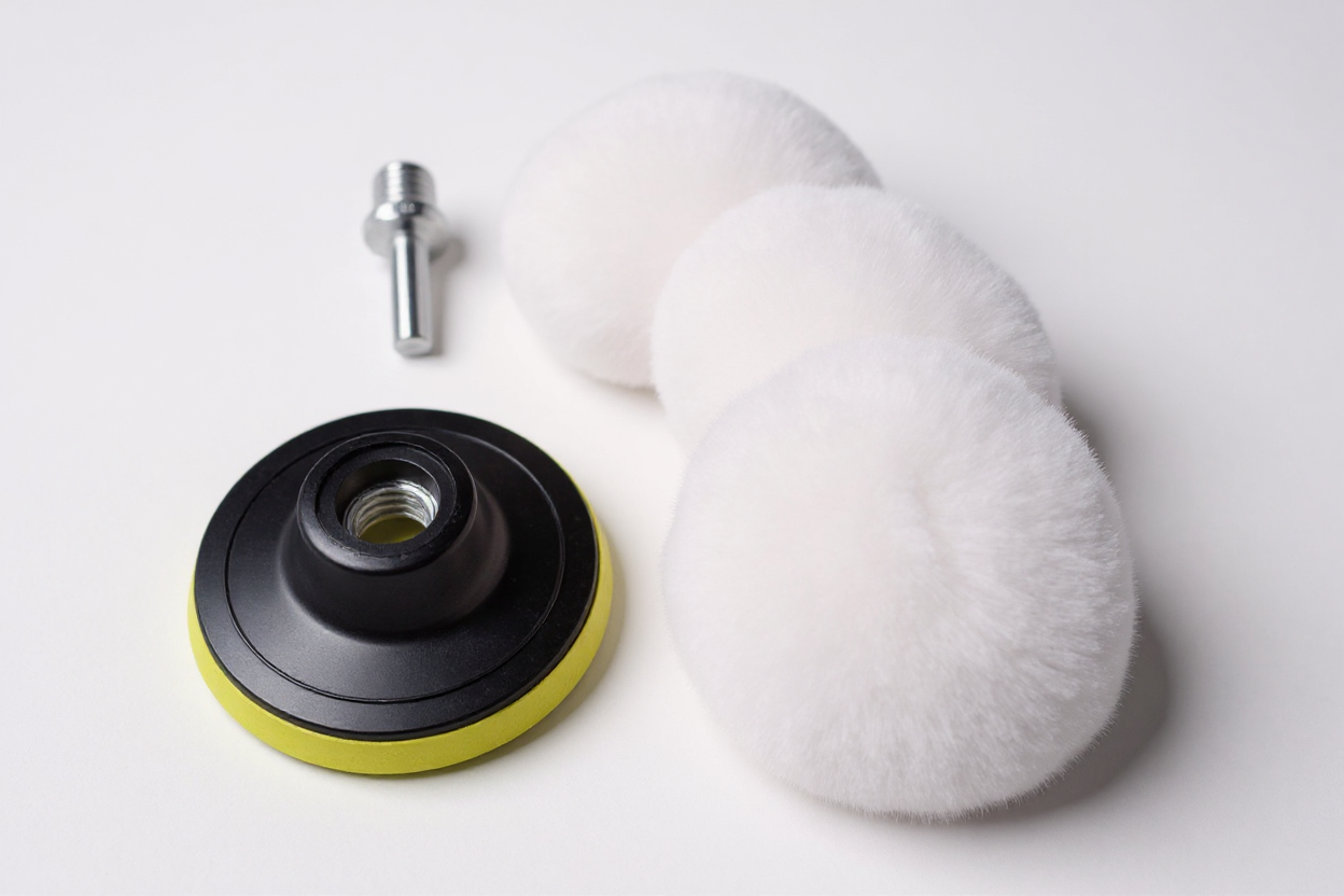 Set de 5 Tampons de Polissage 7,62 cm : Roues en laine et polyester, kit pour perceuse, entretien peinture voiture, cirage et polissage automobile.