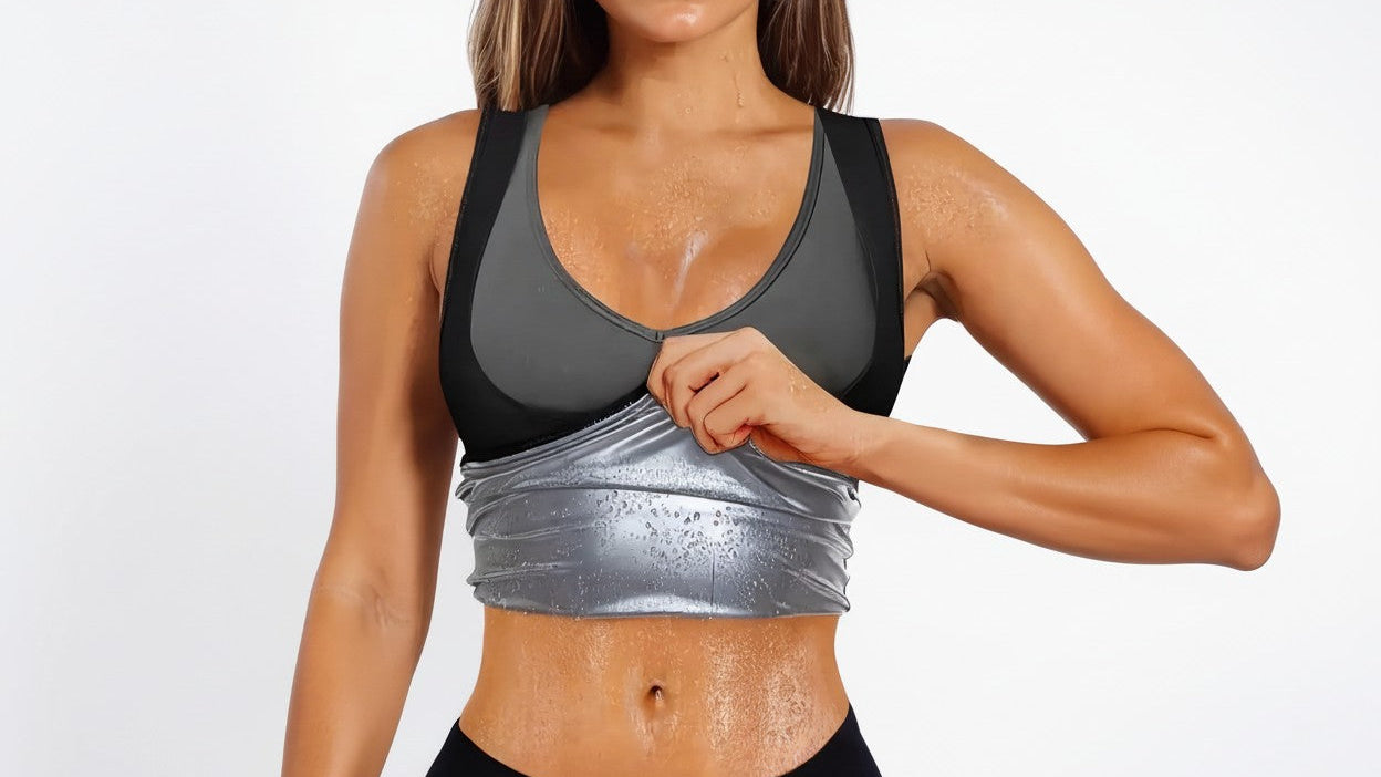 Débardeur de sport féminin moulant, respirant et amincissant, offrant maintien et contrôle du ventre pour fitness, course et entraînements polyvalents.