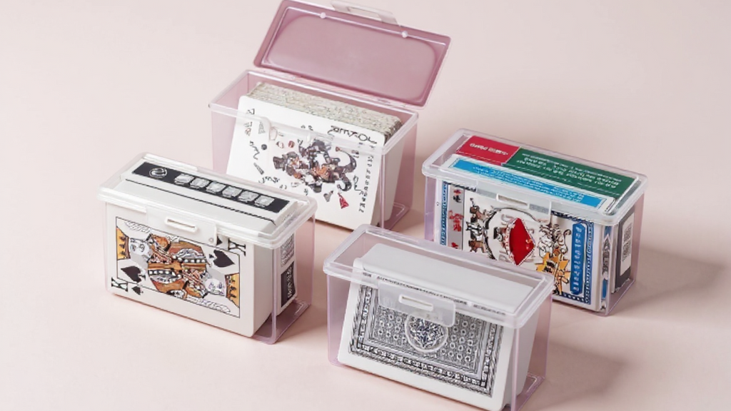 Card storage box, transparent plastic, 1 or 2 pieces, ideal for organizing business cards and small documents.