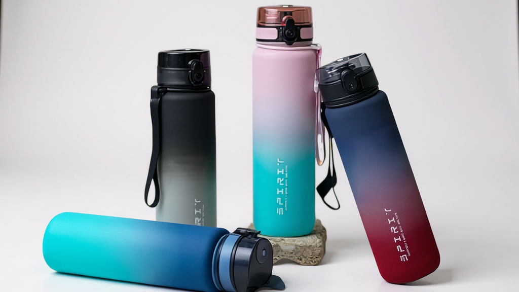 Bouteille d’eau sportive portable 650 ml/1 L, plastique dégradé, légère, idéale fitness, voyage et usage quotidien pour hommes et femmes.