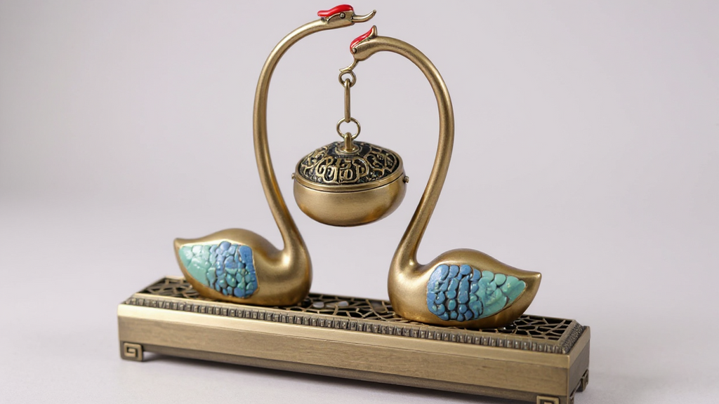 حامل بخور معدني مزدوج الاستخدام من لاسودي، على شكل بجعة، مزخرف، عديم الرائحة، مثالي لأعياد الميلاد وعيد الشكر والحفلات.