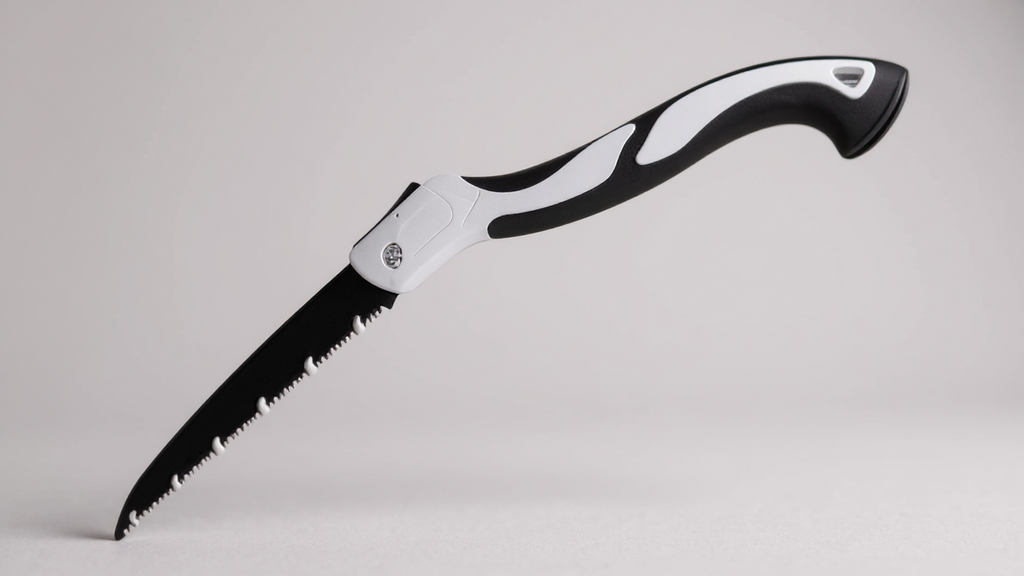 Scie pliante portable, coupe rapide et économique en effort, légère et compacte, idéale pour jardinage, bricolage et activités de plein air.