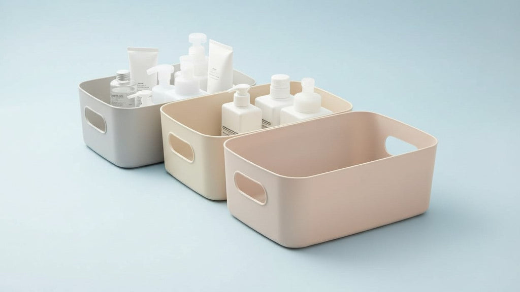 Lot de 5 bacs de rangement en plastique, multifonctions, pour cosmétiques, bureau, sous-vêtements ou essentiels maison, sûr pour usage non alimentaire.