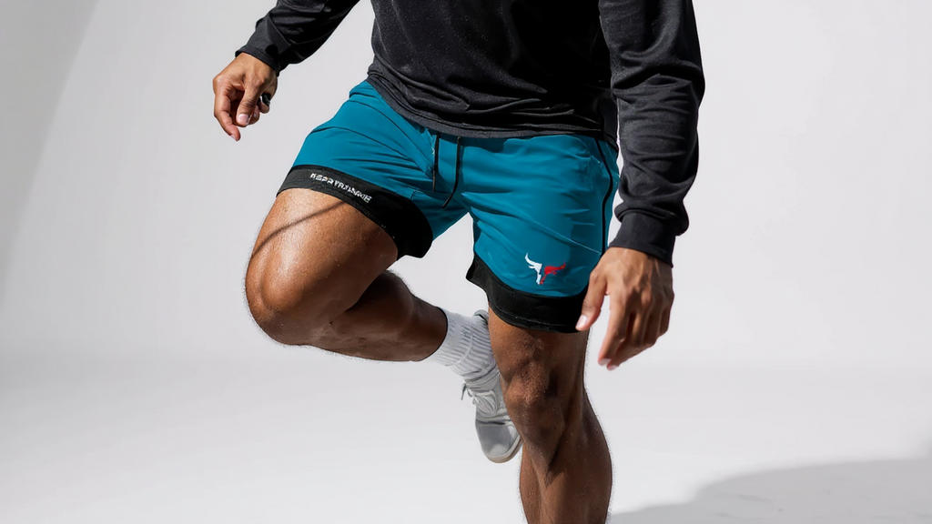 Shorts hommes 2-en-1, séchage rapide, respirants avec doublure mesh et poches, parfaits pour gym, randonnée et activités plage.
