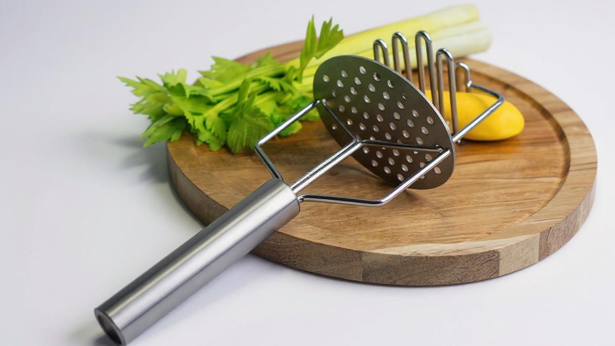 Presse-purée double couche en acier inoxydable, professionnel, pour pommes de terre, banane, avocat ou potiron, outil de cuisine polyvalent.