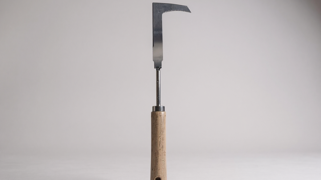 Désherbeur manuel en acier inoxydable Équipé de mécanisme à engrenages, conçu pour un désherbage efficace et l’entretien des routes et allées.