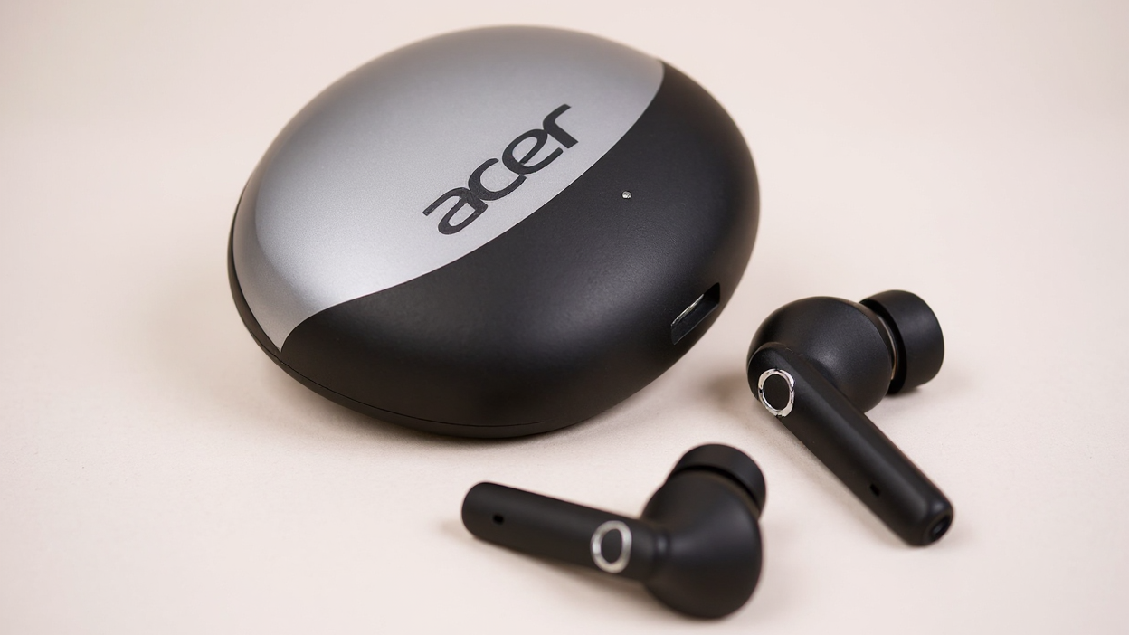 Écouteurs sans fil ACER TWS, son stéréo HiFi, réduction de bruit pour appels, puce 5.4, légers, tactiles, confortables et design élégant, autonomie longue durée.